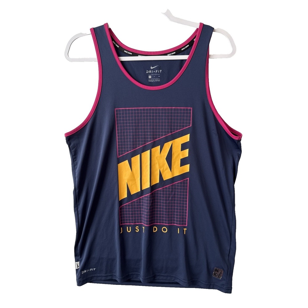 Nike Swim Graphic Dri Fit Grid Tank Top Men's S Beach Activewear Outdoors Logo